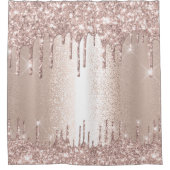 Spark Drip Glitter Effect Blush Roos Girly Elegant Douchegordijn (Voorkant)