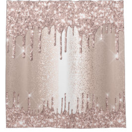 Spark Drip Glitter Effect Blush Roos Girly Elegant Douchegordijn
