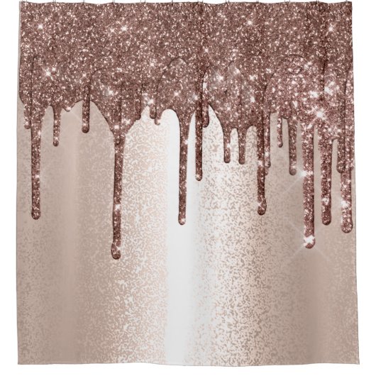 Spark Drip Glitter Effect Blush Roos Girly Skinny Douchegordijn (Voorkant)