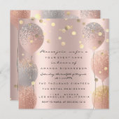 Spark Glitter Ballon Roze Goud Bruids Sweet 16th Kaart (Voorkant / Achterkant)