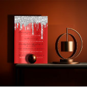 Spark Glitter Drip Zilver Rood Grijs Bruids 16e Kaart