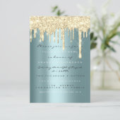 Spark Glitter Drips Goud Teal Bruids Sweet 16e Kaart (Staand voorkant)