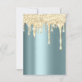 Spark Glitter Drips Goud Teal Bruids Sweet 16e Kaart (Achterkant)