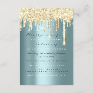 Spark Glitter Drips Goud Teal Bruids Sweet 16e Kaart