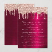 Spark Glitter Drips Roos Rood Marsala Bruids 16e Kaart (Voorkant / Achterkant)