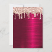 Spark Glitter Drips Roos Rood Marsala Bruids 16e Kaart (Achterkant)
