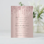 Spark Glitter Drips Rose Marsala Bruiloftsfeest Kaart (Staand voorkant)