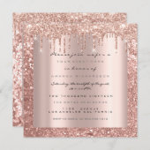 Spark Glitter Drips Roze Glitter Bruiloft Sweet 16 Kaart (Voorkant / Achterkant)