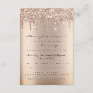 Spark Glitter Drips Roze Goud  Bruids Sweet 16th Kaart