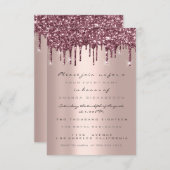 Spark Glitter Drips Roze Goud Bruids Sweet 16th Kaart (Voorkant / Achterkant)