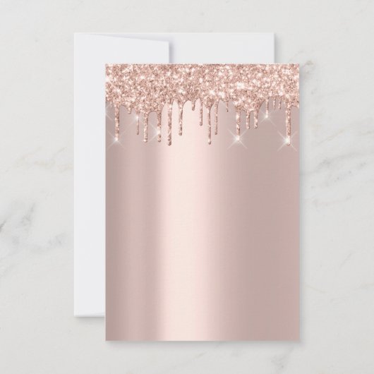Spark Glitter Drips Roze Goud Bruids Sweet 16th Kaart (Achterkant)