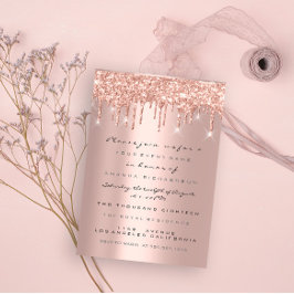 Spark Glitter Drips Roze Goud Bruids Sweet 16th Kaart