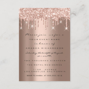 Spark Glitter Drips Roze Goud  Bruids Sweet 16th Kaart