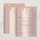 Spark Glitter Drips Roze Goud Formele Uitnodiging (Voorkant / Achterkant)
