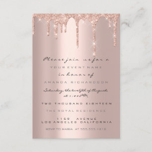 Spark Glitter Drips Roze Goud Formele Uitnodiging
