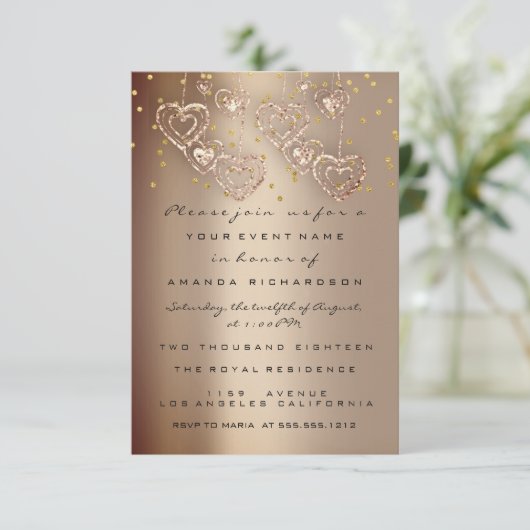 Spark Glitter Drips Roze Moederdag Theepartij Kaart (Staand voorkant)