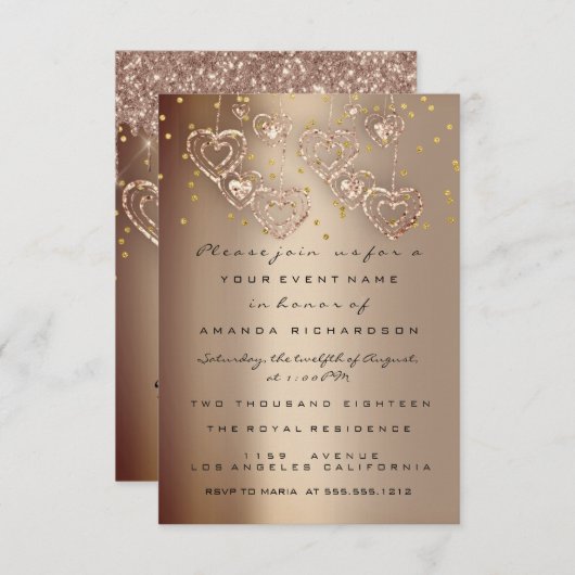 Spark Glitter Drips Roze Moederdag Theepartij Kaart (Voorkant / Achterkant)