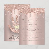 Spark Glitter Drips Roze Nieuwe Baby Shower Hand Kaart (Voorkant / Achterkant)