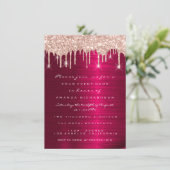 Spark Glitter Drips Roze Rood Marsala Bruids 16e Kaart (Staand voorkant)