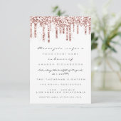 Spark Glitter Drips Roze Wit  Bruids Sweet 16e Kaart (Staand voorkant)