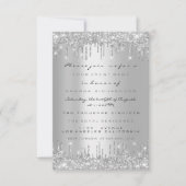 Spark Glitter Drips Silver Lux Bridal Sweet 16th Kaart (Voorkant)