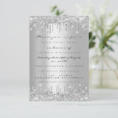 Spark Glitter Drips Silver Lux Bridal Sweet 16th Kaart (Staand voorkant)