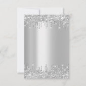 Spark Glitter Drips Silver Lux Bridal Sweet 16th Kaart (Achterkant)