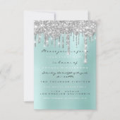 Spark Glitter Drips Zilver Aqua Bruids Sweet 16th Kaart (Voorkant)