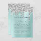 Spark Glitter Drips Zilver Aqua Bruids Sweet 16th Kaart (Voorkant / Achterkant)