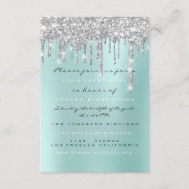 Spark Glitter Drips Zilver Aqua Bruids Sweet 16th Kaart