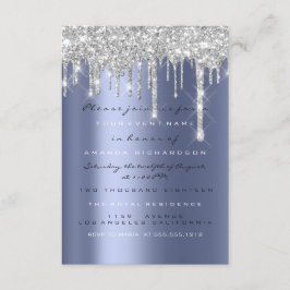Spark Glitter Drips Zilver Blauw Marine Bruids 16e Kaart