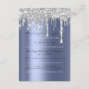 Spark Glitter Drips Zilver Blauw Marine Bruids 16e Kaart