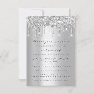 Spark Glitter Drips Zilver Grijs  Bruids Sweet 16t Kaart