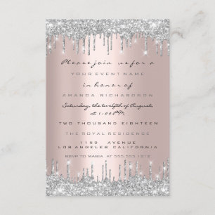 Spark Glitter Drips Zilver Grijs Bruids Sweet 16th Kaart