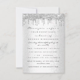 Spark Glitter Drips Zilver Grijs Bruids Sweet 16th Kaart