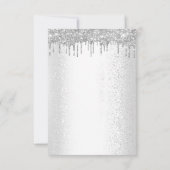 Spark Glitter Drips Zilver Grijs Bruids Sweet 16th Kaart (Achterkant)