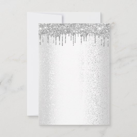 Spark Glitter Drips Zilver Grijs Bruids Sweet 16th Kaart (Achterkant)