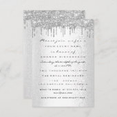 Spark Glitter Drips Zilver Grijs Bruids Sweet 16th Kaart (Voorkant / Achterkant)