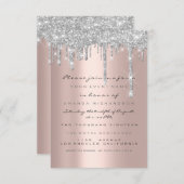 Spark Glitter Drips Zilver Lux Bruids Sweet 16th Kaart (Voorkant / Achterkant)