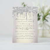 Spark Glitter Drips Zilver Rokerige Bruiloft Sweet Kaart (Staand voorkant)
