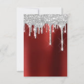 Spark Glitter Drips Zilver Rood Bruids Sweet 16e Kaart (Achterkant)