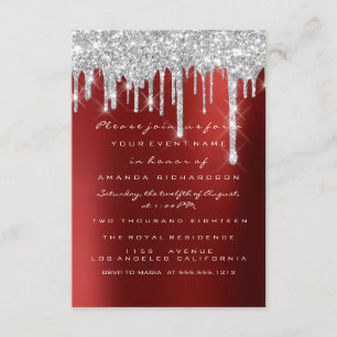 Spark Glitter Drips Zilver Rood Bruids Sweet 16e Kaart