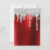 Spark Glitter Drips Zilver Rood Bruids Sweet 16th Kaart (Achterkant)