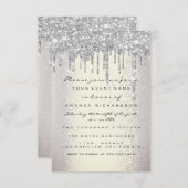 Spark Glitter Drips Zilver Rook Bruids Sweet 16th Kaart (Voorkant / Achterkant)