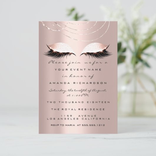 Spark Glitter Ogen Roze Goud  Bruids Sweet 16th Kaart (Staand voorkant)