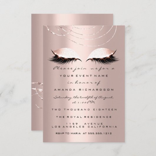 Spark Glitter Ogen Roze Goud  Bruids Sweet 16th Kaart (Voorkant / Achterkant)