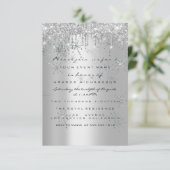 Spark Glitter Roos Silver Bridal Sweet 16 Snow Kaart (Staand voorkant)