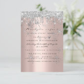 Spark Glitter Roos Zilver Lux Bruids Sweet 16e Kaart (Staand voorkant)