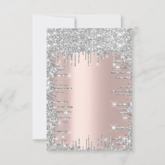 Spark Glitter Roos Zilver Lux Bruids Sweet 16e Kaart (Achterkant)