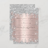 Spark Glitter Roos Zilver Lux Bruids Sweet 16e Kaart (Voorkant / Achterkant)